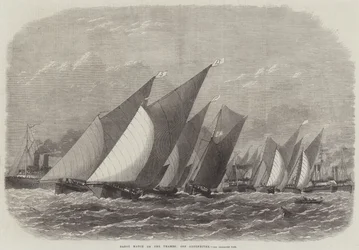 Course de barges sur la Tamise, au large de Greenhithe